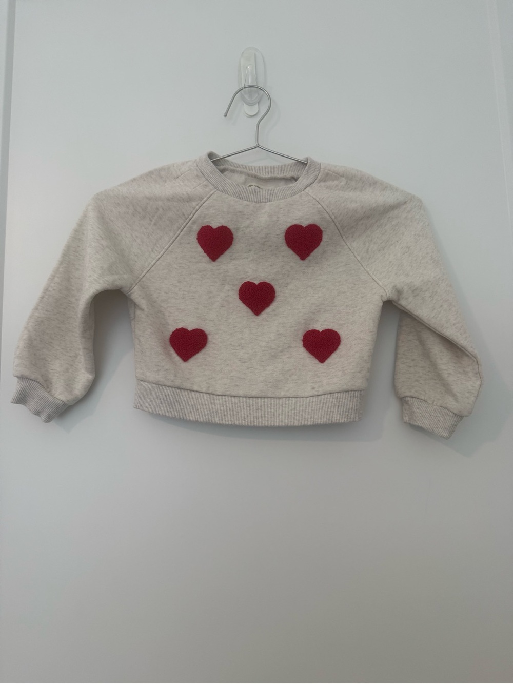 Tucker + Tate Cream Sweatshirt with Red Heart Appliqués
